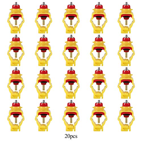 Hühnerheiznippel Nippel Enten Geflügel Wasser Trinkendspender automatischer Bauchmuskeln Edelstahlkugel Nippel für Hühner Enten Wachtelgelb 20pcs/Pack (Febuliyhy1ln77d-01) von Febuliy