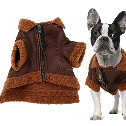 Hunde-Winter-PU-Lederjacke, Winddicht, wasserdicht, Vier Beine, verdickte Reißverschlussjacke für Hunde und Katzen (L) von Febuliy