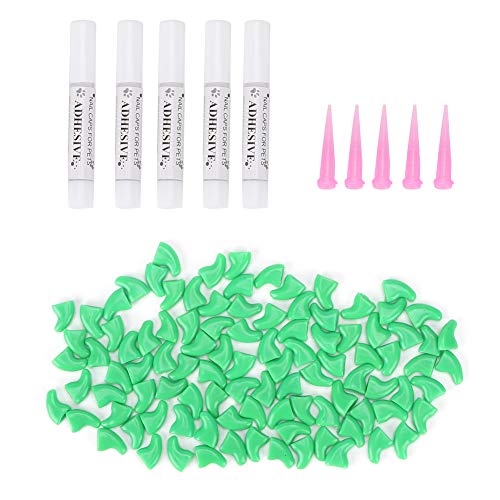 Katzennagelabdecke weiche PVC 100pcs Klauenkappe Wickelzubehör für Katzen grün tief lila xs S m l (S) von Febuliy