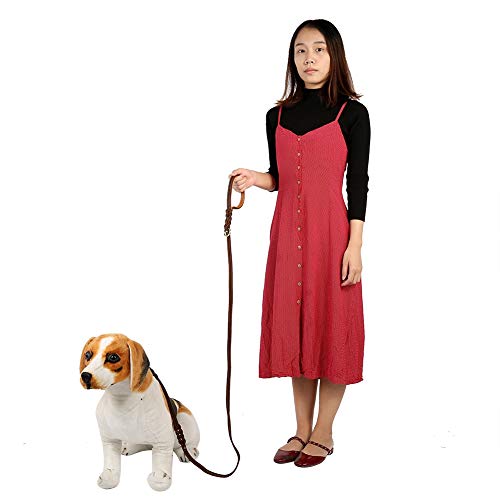 Leder-Hundetrainingsleine, verschleißfest, Stabiler Riemen, für große, mittelgroße und kleine Hunde, braun, 1,8 m von Febuliy