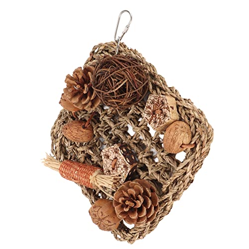 Papageien-Kletternetz, natürliche Kiefernzapfen, Maisnüsse, gewebtes Strohseil, Vogelspielzeug für Käfigzubehör, geeignet für kleine Vögel, Nymphensittiche, Lovebirds, Papageien-Kletternetz, natürliche Kiefernzapfen, Maisnüsse, gewebtes Strohseil, Vogelspielzeug für Käfigzubehör, geeignet für kleine Vögel, Nymphensittiche, Lovebirds, von Febuliy