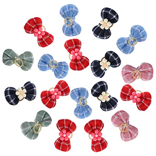 Polyester Haustier Bowknot Elastic Kordkopf -Kopfwäsche Dekoration Accessoire Blumenknoten Haustierkatzen Hunde 20pcs von Febuliy