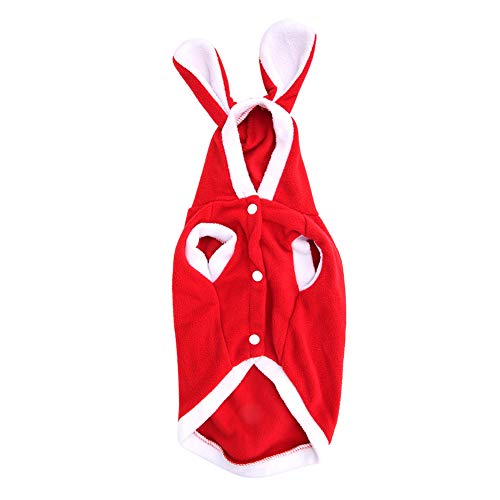 Süßer Kaninchentuch Haustier Hoodie Kostüme warmes weiches Winter Kleidung Hunde Katzen XS-L Rotblau Pink (L) von Febuliy