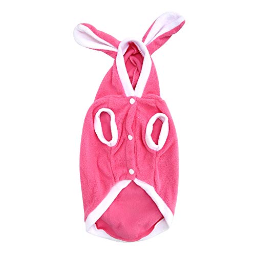Süßer Kaninchentuch Haustier Hoodie Kostüme warmes weiches Winter Kleidung Hunde Katzen XS-L Rotblau Pink (S) von Febuliy