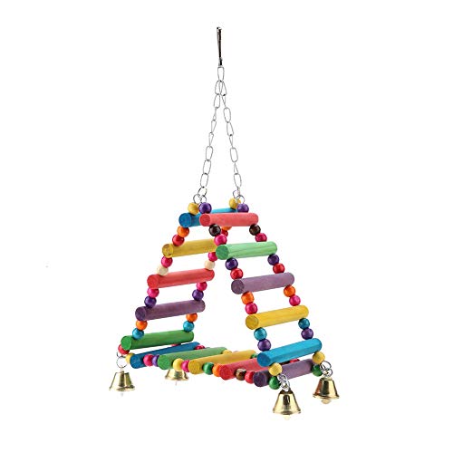 Vogelkäfig -Papageienglocken Glocken Spielzeug Holz Leitern 错误 Bridge Schwung für Vögel farbenfrohe hölzerne Hängende Glockenspielzeug von Febuliy