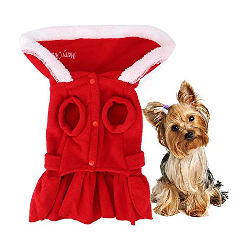 Winter Weihnachten süße rote Hundekleidung Kleid Kleid weich bequem warmes Weihnachts -Outfit Baumwollpuppenjacke Kleidung (S) von Febuliy