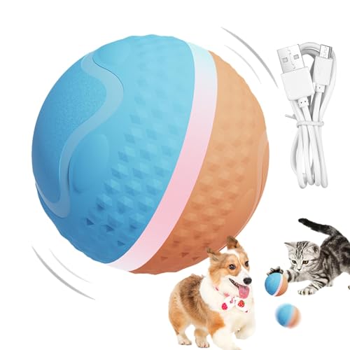 Fecfucy Automatischer rollender Ball für Welpen, wasserdichte LED-Hundespielzeugbälle – langlebiger, selbstspringender Ball mit Bewegungssensor verbessert die Spielzeit für Welpen von Fecfucy