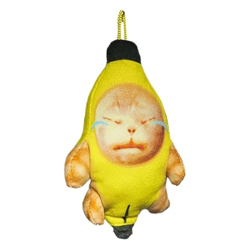Fecfucy Bananen-Katzenspielzeug – weinende Bananen-Katze, Plüschtier, traurige Bananen-Katze, Stofftier, niedliches Geräusch, Plüschkissen von Fecfucy