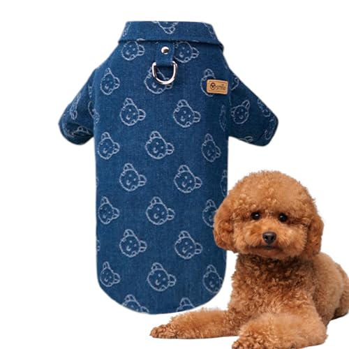 Fecfucy Hunde-Shirts, Denim-Welpenhemden für kleine Hunde und Jungen, weiche Haustierkleidung, niedliche Hundekleidung, bequeme Welpenkleidung für Welpen, Haustiere, alle Jahreszeiten von Fecfucy