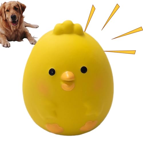 Fecfucy Hundespielzeug für aggressive Kauer – Quietschendes Cartoon-gelbes Huhn-Hunde-Kauspielzeug – Cartoon-gelbes Huhn für die Zahnreinigung, robustes und super kauendes Hundespielzeug von Fecfucy