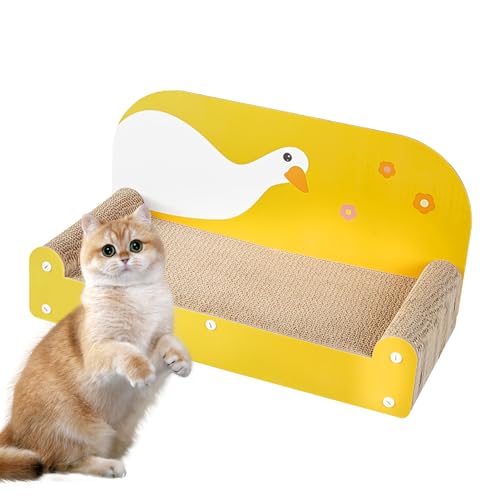 Fecfucy Katzenkratzer für Hauskatzen, Katzenkratzbrett,Wellpappe-Katzenkratzer - Katzenkratzbox, kleine gelbe Ente, Katzenhaus, Katzenspielzeug aus Pappe, Katzenkratz-Loungebett für Kätzchen von Fecfucy
