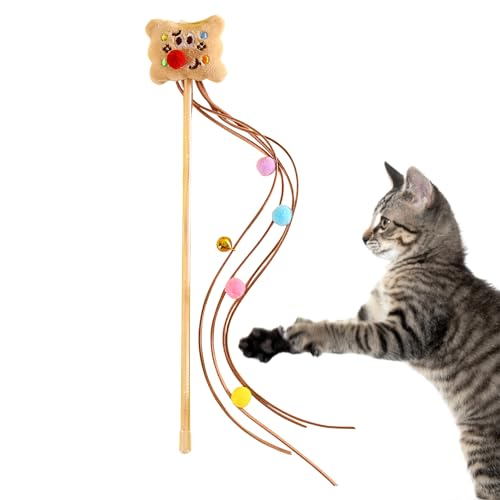 Fecfucy Katzenstabspielzeug, interaktives Katzenspielzeug,Süßes Katzenspielzeug mit Glöckchen | Haustierzubehör, Haustier-Katzenspielzeug für drinnen, draußen, für Katzen, Kätzchen zum Trainieren von Fecfucy