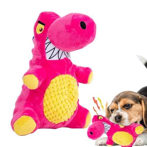 Fecfucy Quietschendes Dinosaurier-Hundespielzeug,Quietschendes Dinosaurier-Hundespielzeug | Kauspielzeug für Hunde, Haustierspielzeug, Crinkle-Plüschtier - Kleines Plüschtier-Kauspielzeug für Welpen von Fecfucy