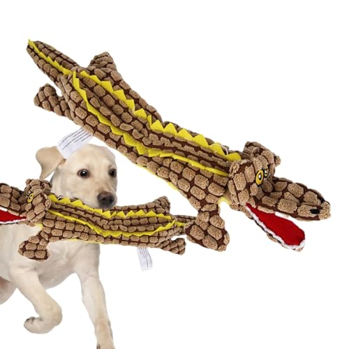 Fecfucy Quietschendes Hundespielzeug, Plüsch-Kauspielzeug für Hunde, Haustiere lindern Langeweile mit quietschendem Krokodil, Weiches, interaktives, quietschendes Krokodil für Aggressive Kauer, von Fecfucy