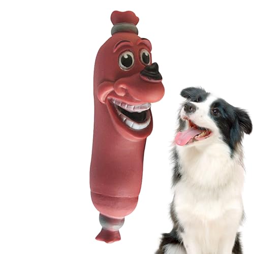 Fecfucy Quietschspielzeug für Hunde, Kauspielzeug für Hunde - Welpenzähne Kauwurst-Stick-Spielzeug,Robustes, langlebiges, interaktives Hundespielzeug für kleine, mittelgroße und große Hunde von Fecfucy
