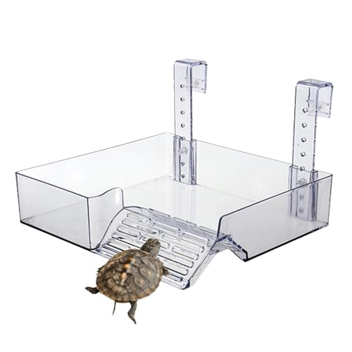 Fecfucy Schwimmende Schildkröten-Dock | Schwimmende Rampe Schildkröte Terrasse | Höhenverstellbarer Reptilien-Amphibien-Lebensraum Versteck Unterschlupf für Frösche von Fecfucy