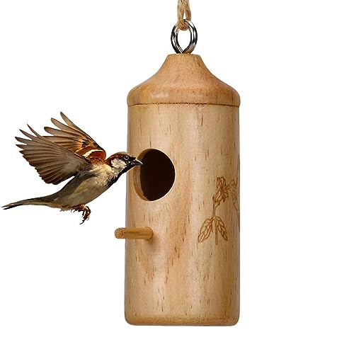 Holz Kolibri Haus - Schaukel Nisthaus Holz für Kolibris | Naturholz Nest Kolibri Häuser für Draußen, Garten Fecfucy von Fecfucy