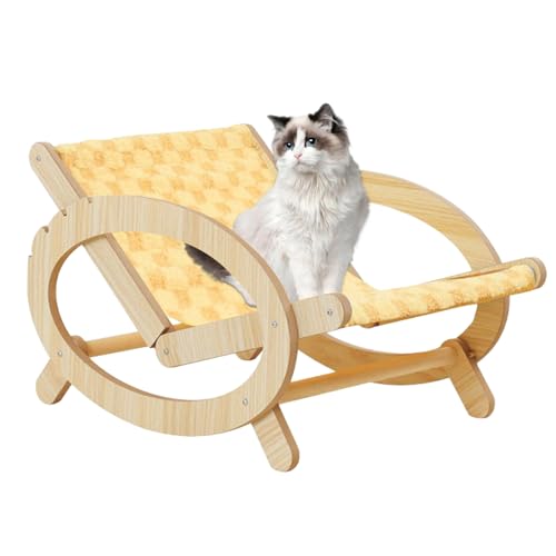 Katzenkratzbett-Lounge, Katzenbett-Hängematte | Verstellbares, erhöhtes Katzenliege-Hängemattenbett mit waschbarem Leinenbezug | Robuster Katzenschlafsitz für Katzen, Welpen, Kaninchen und Fecfucy von Fecfucy