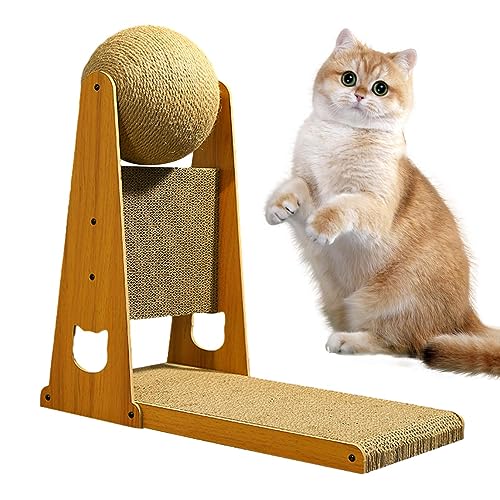 L-förmiger Kratzer - Stilvolle Katzenkratzer mit Kratzball | Kratzfestes Sisal-Katzenkratzspielzeug, langlebiges Katzenbett, abnehmbares Katzenspielzeug für Hauskatzen Fecfucy von Fecfucy