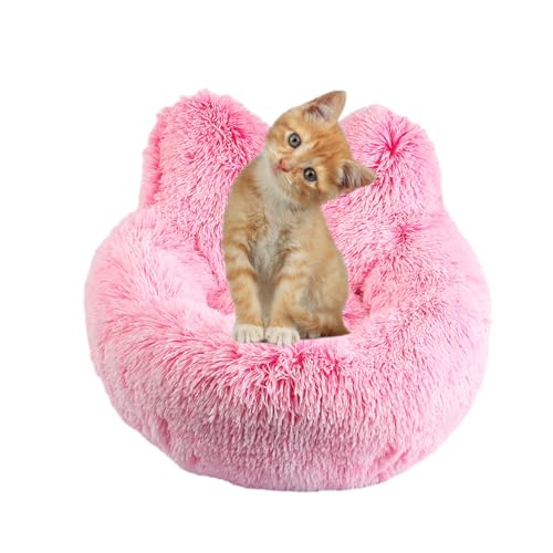 Plüsch-Katzenbett - Katzenohr-Design, rutschfestes Katzenbett für den Innenbereich | Waschbare Haustierhöhle, bequemes Katzennest für Kätzchen, Winter, kaltes Wetter Fecfucy von Fecfucy
