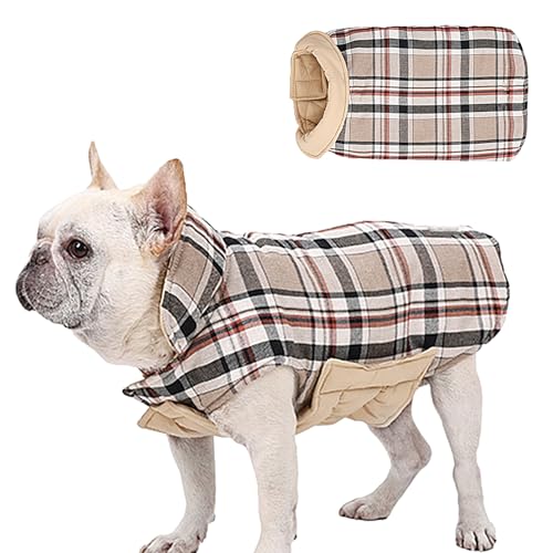Winter-Hundejacke, winddichte Hunde-Fleecejacke, wendbar, britischer Stil, kariert, mit Loch für Geschirr, Schneeanzug für kaltes Wetter Fecfucy von Fecfucy