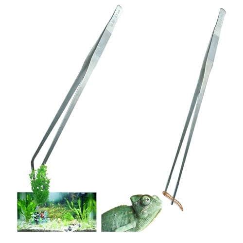 2 extra lange Pinzetten mit Gummispitze, Futterzange, 48 cm, Fecsam Aquarium, Edelstahl, große Aquascape Werkzeuge für Aquarien, Terrarien, Aquascaping, Reptilienschlange von Fecsam