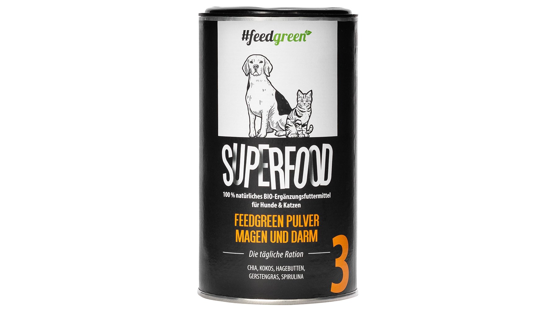 Superfood Pulver Mager & Darm für Hunde & Katzen  - 200 g - Premiumqualität von Feedgreen von Feedgreen