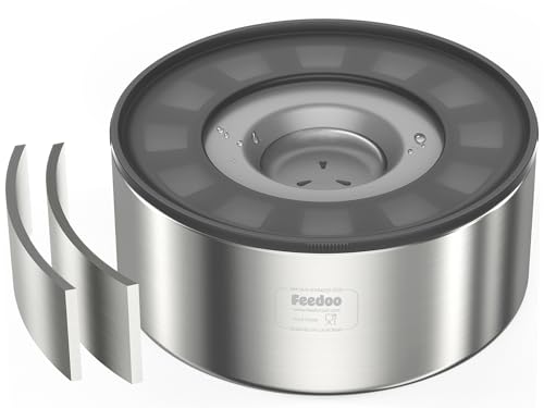 Feedoo 2L No Spill Wassernapf für Hunde, Doppelwandiger Edelstahl mit spritzwassergeschütztem Pfotendeckel und schwimmender Scheibe, rutschfester Boden, leicht zu reinigen, langsamer Wasserspender für von Feedoo