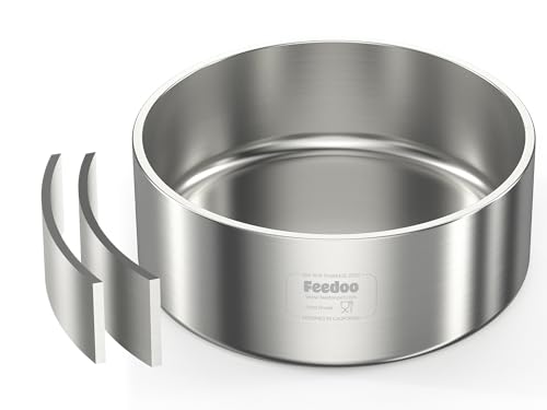 Feedoo Doppelschichtiger Hundenapf aus 304 Edelstahl, isoliert und langlebig, rutschfester Boden, leicht zu reinigen, BPA-frei, sicherer Futternapf und Wassernapf, 1,2 l von Feedoo