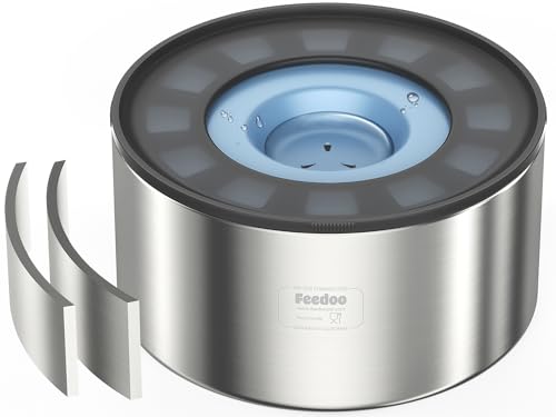 Feedoo Wassernapf aus Edelstahl, auslaufsicher, doppellagige Isolierung, spritzwassergeschützter Pfotendeckel, rutschfeste Gummiunterseite, leicht zu reinigen, 3,8 l Fassungsvermögen für große Hunde von Feedoo