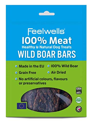 Feelwells 100% Fleisch Wildschweinriegel 5 Stück (10 Stück) von Feelwells