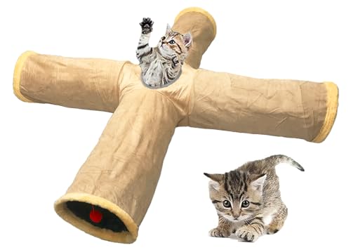 Katzen-Hasentunnel, extra lang, 4-Wege-Klappbar, für Kleintiere, Spielzeug, strapazierfähiges Wildleder mit hängendem Ball, Spielzeug für den Innenbereich, Katze, Kätzchen, Kätzchen, Kaninchen, von Feesok