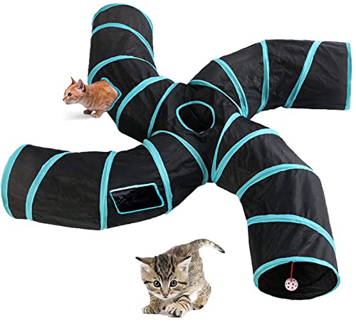 Katzentunnel, 4-Wege-Tunnel, groß, zusammenklappbar, mit 5 Gucklöchern, S-förmiges Labyrinthhaus, interaktives Katzenspielzeug für Katzen, Kätzchen, Kätzchen, Kaninchen Katzentunnel, 4-Wege-Tunnel, groß, zusammenklappbar, mit 5 Gucklöchern, S-förmiges Labyrinthhaus, interaktives Katzenspielzeug für Katzen, Kätzchen, Kätzchen, Kaninchen von Feesok