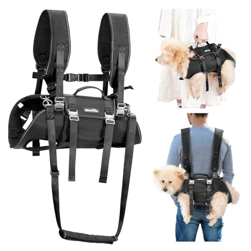 Feestars Hunderucksack für kleine Hunde, multifunktionales Ganzkörper-Hundegeschirr zum Wandern, Radfahren, Notfallschlinge für Hunde, Größe S von Feestars
