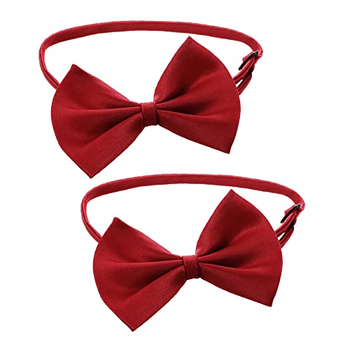 Feeuid 2X Hunde Katzen Haustier Fliege Krawatte Halsschmuck Halsband Hundefliege Hundekrawatte Dog Pet Tie Necktie Rotwein von Feeuid