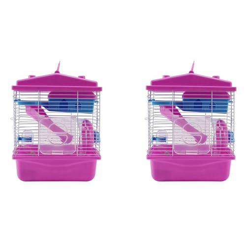 Feeuid 2X Pet Cage Hamster Cottage mit Transparentem Oberlicht-Doppelschichthaus für Hamster Golden Hamster Pet Rosa Feeuid 2X Pet Cage Hamster Cottage mit Transparentem Oberlicht-Doppelschichthaus für Hamster Golden Hamster Pet Rosa von Feeuid