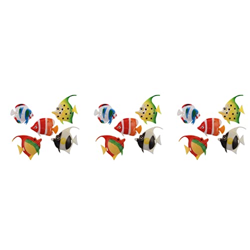 Feeuid Kuenstliche Multi Farbige Kunststoff Fisch Ornament 15 Stueck Fuer Aquarium von Feeuid
