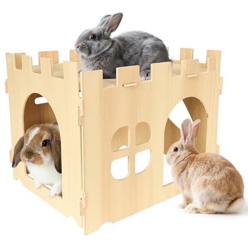 Kaninchenhaus aus Holz, 40 x 30 x 30 cm, großes Hasenschloss, abnehmbares Kaninchenschloss, Spielhaus, Tierschutz für kleine Haustiere, für den Innenbereich, Kaninchen, Meerschweinchen, Chinchilla Kaninchenhaus aus Holz, 40 x 30 x 30 cm, großes Hasenschloss, abnehmbares Kaninchenschloss, Spielhaus, Tierschutz für kleine Haustiere, für den Innenbereich, Kaninchen, Meerschweinchen, Chinchilla von Fegat