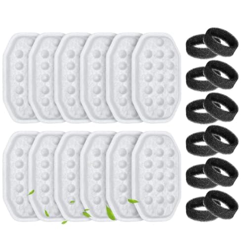Fegtrtyoa 24er-Pack Ersatzfilter und Vorfilterschwämme für Katzentrinkbrunnen Aus Edelstahl (10 Oz/3,2) von Fegtrtyoa