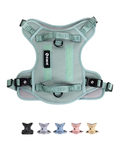 Fei & Eve Klassisches Hundegeschirr, Schnellverschluss-Schnallen, 3-Punkt-No-Pull-Kontrolle, strapazierfähiges 900D-Nylon, doppelte Sicherheitsgriffe, atmungsaktives Netzgewebe, verstellbare Passform von Fei and Eve