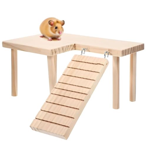 FeiFanChoice Hamsterplattform, Hamsterkäfig Zubehör mit Beinen, Holzplattformen mit Leiter geeignet Übung Spielzeit Ruheplatz Klettern für Rennmäuse Chinchilla FeiFanChoice Hamsterplattform, Hamsterkäfig Zubehör mit Beinen, Holzplattformen mit Leiter geeignet Übung Spielzeit Ruheplatz Klettern für Rennmäuse Chinchilla von FeiFanChoice