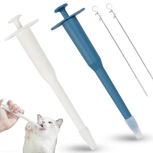 Pillenspender für Haustiere, 2 Stück, Tiermedizin, Pillenspender, Werkzeug, Seitengriffpresse, mit sauberer Bürste zum Füttern von Hunden, Katzen, Vögeln, kleinen Haustieren von FeiFanChoice