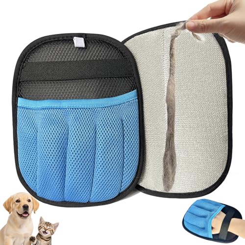 FeiFanYiGou Tierhaarentferner-Handschuh, blau, 5-Finger, elektrostatisch, wiederverwendbar, Design für Couch, Möbel, Teppiche, Bettwäsche, Vorhänge, Autositze, 1 Packung von FeiFanYiGou