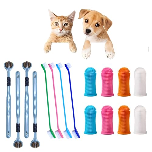 16 Pcs HundezahnbüRste, ZahnbüRste Hund, 4 Pcs Dreifach KöPfe HundezahnbüRsten+8 Finger ZahnbüRste+4 DoppelköPfige ZahnbüRste, Zahnreinigung Anti-Plaque HaustierzahnbüRste 16 Pcs HundezahnbüRste, ZahnbüRste Hund, 4 Pcs Dreifach KöPfe HundezahnbüRsten+8 Finger ZahnbüRste+4 DoppelköPfige ZahnbüRste, Zahnreinigung Anti-Plaque HaustierzahnbüRste von FeiOne
