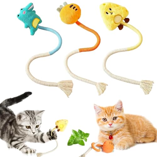 Katzenspielzeug, 3 Cat Toys Kauspielzeug Katze, Beißseil aus Baumwolle zur Zahnreinigung, Katzenspielzeug Selbstbeschäftigung gegen Mundgeruch, 50 cm lang, 8 cm breit Katzenspielzeug, 3 Cat Toys Kauspielzeug Katze, Beißseil aus Baumwolle zur Zahnreinigung, Katzenspielzeug Selbstbeschäftigung gegen Mundgeruch, 50 cm lang, 8 cm breit von FeiOne