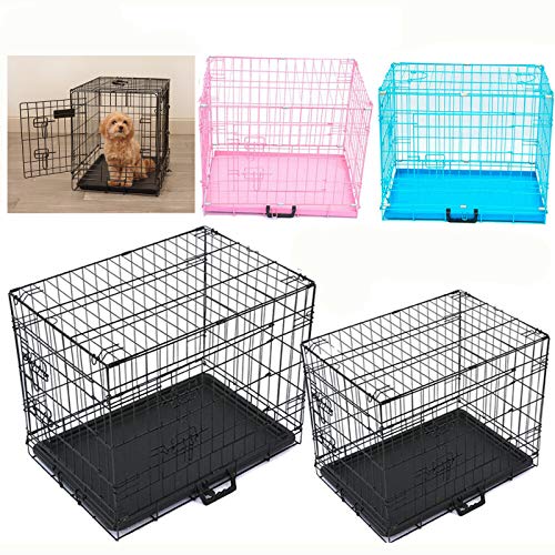 Pet Cage Metall faltbar Hund Welpe Tier Kiste Tierarzt Car Training Carrier mit Kunststoff-Tablett, 24 Zoll (schwarz) von Feidak
