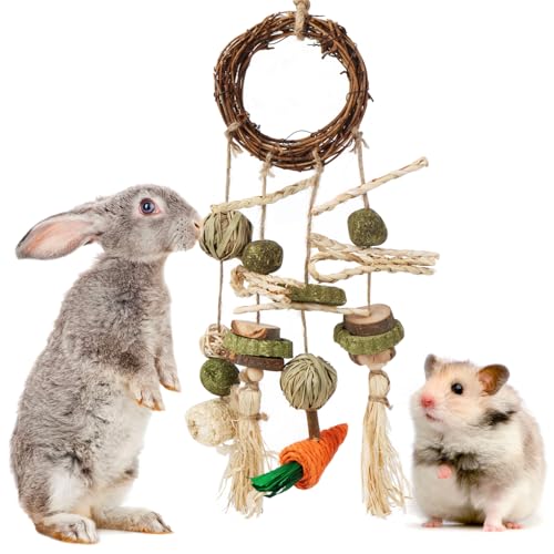 Feirdhoo Kaninchen Spielzeug, Natürlichen Materialien Hasen Zubehör, Timothy Gras Hasenspielzeuge für Kaninchen, Meerschweinchen Spielzeug für Hamster, Chinchillas, Ratten und Andere von Feirdhoo