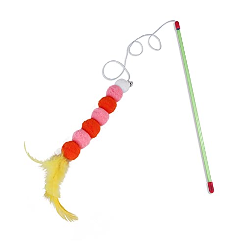 FeiyanfyQ Katzenspielzeug mit Feder, aus Acryl, interaktives Spielzeug mit Glocke, Gelb von FeiyanfyQ