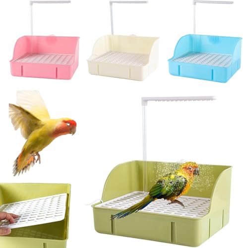 Automatische Vogelbadewanne Mit Dusche & Wasserzirkulation | Badewanne Für Wellensittiche, Sittiche, Pfingstrosenpapageien & Mittelgroße Papageien | Spülendes Design (Blau) von Feizikaw