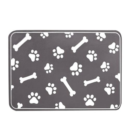 Balkonboden Futtermatte für Haustiere für Hunde und Katzen, einzigartiges Kieselgur-Design mit Knochenmuster, saugfähig, schnelltrocknend, für den Einsatz im Wohn- und Schlafzimmer (Grey, 40x30cm) von Feizikaw